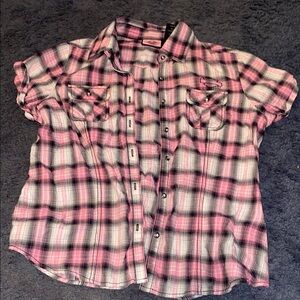 Harley-Davidson Pink and Black Button Down Shirt